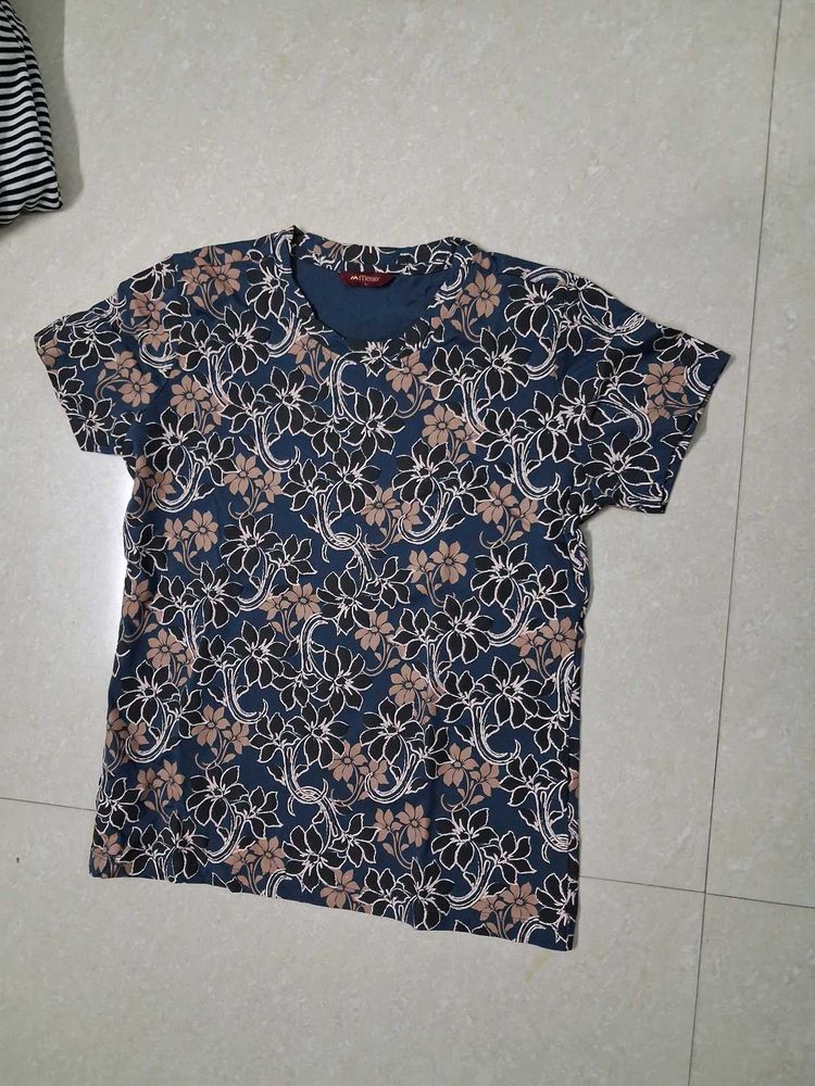 Floral Print Blue T-Shirt