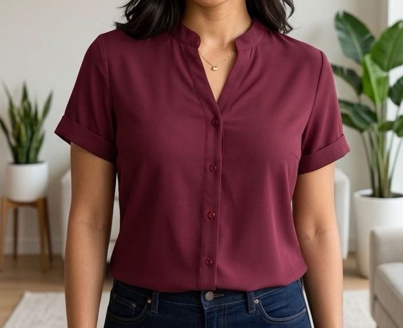 Burgundy Button-Down Top