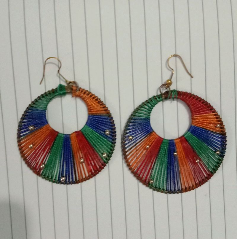 Boho Thread Hoop Earrings