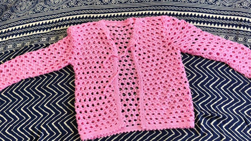 Pink Crochet Cardigan