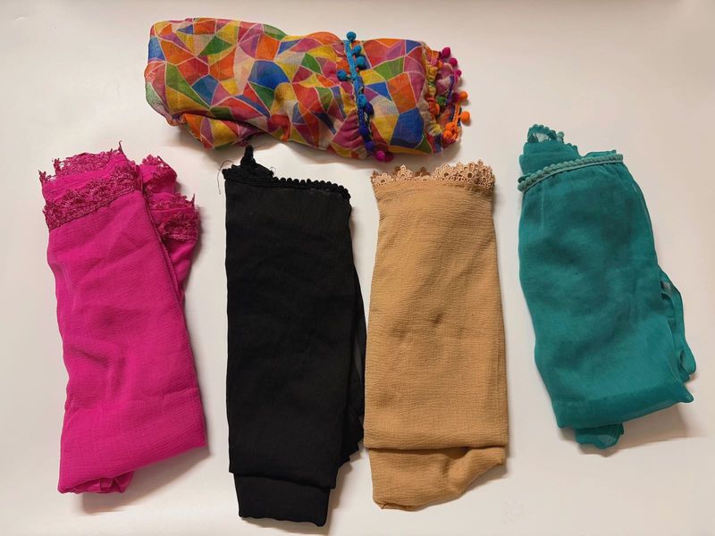 Combo of 5 Colorful Dupattas