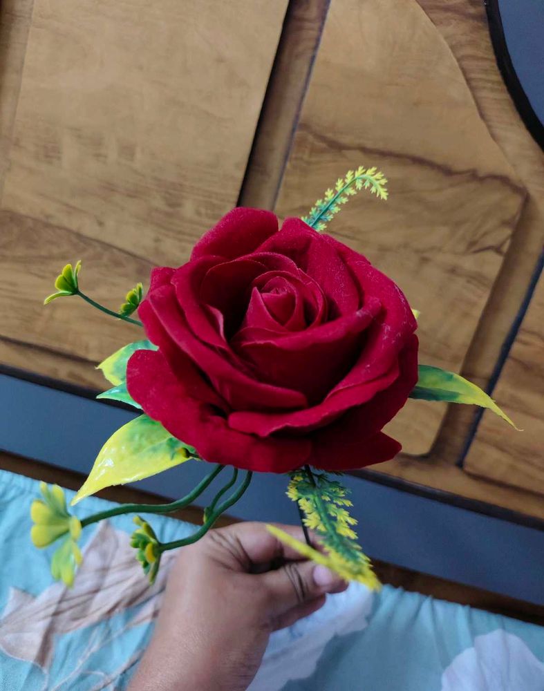 Elegant Red Rose with Greenery