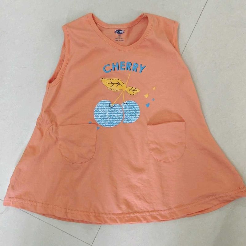 Cute Girl's Cherry Print Sleeveless Dress