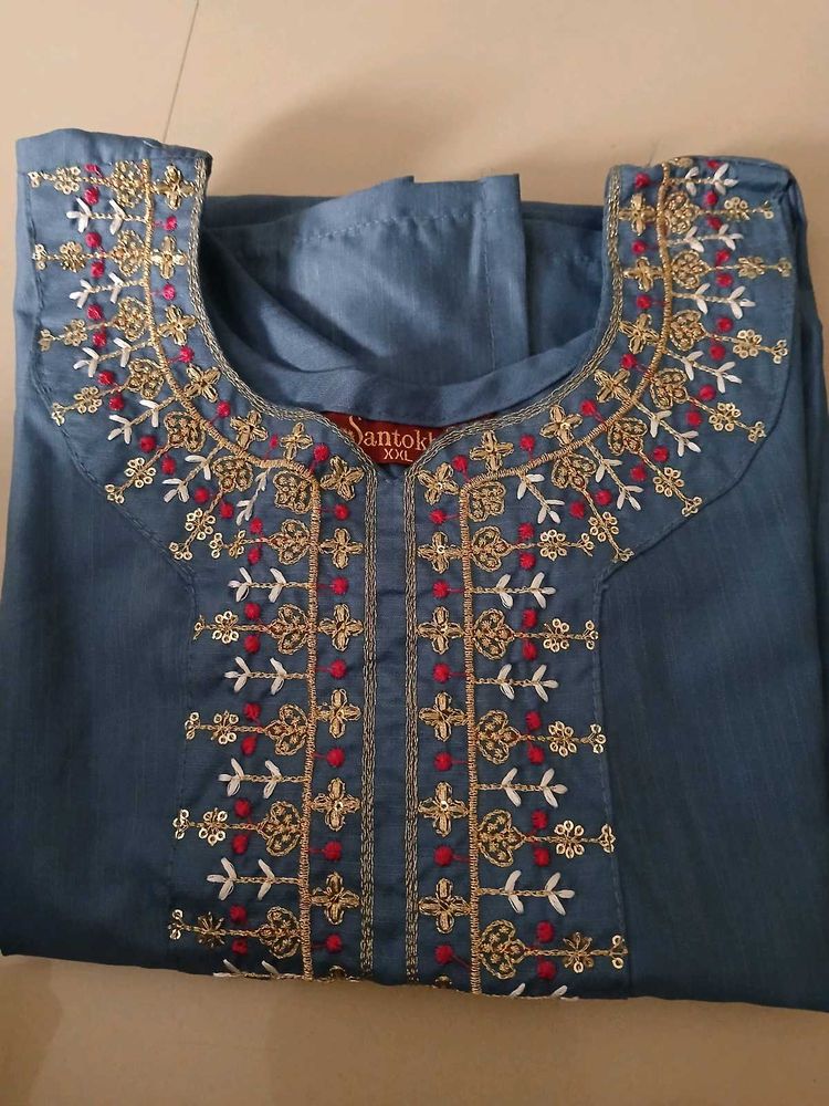 Embroidered Blue Kurta Set