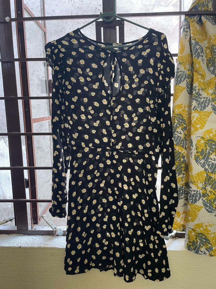 Black Floral Mini Dress