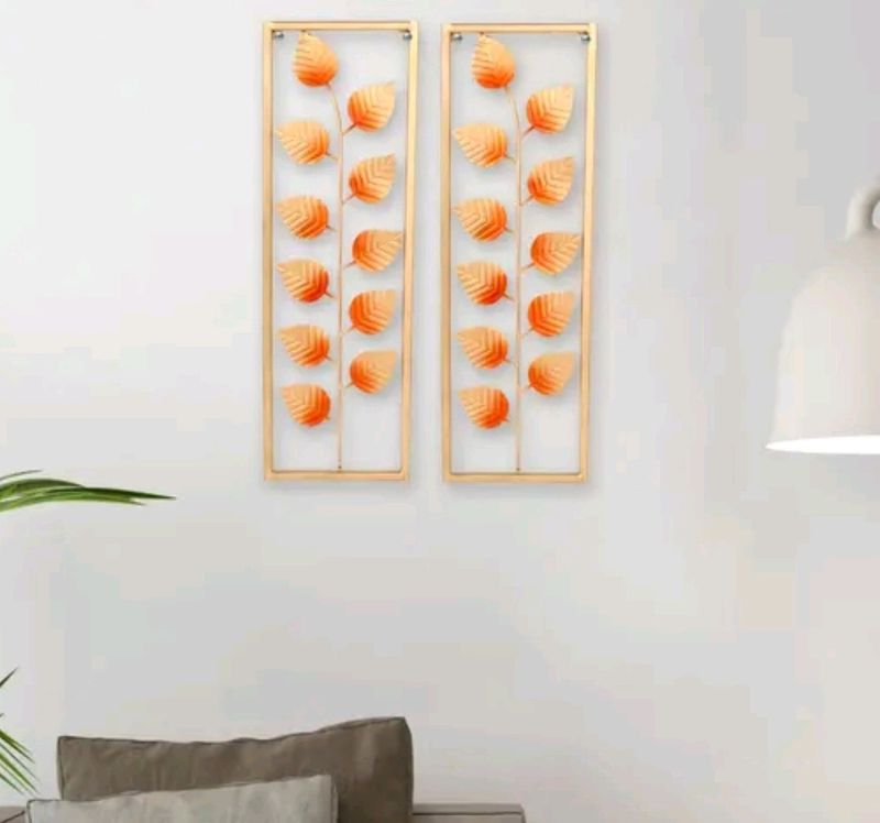 Light Weight Metal Gold Orange Wall Decor 2 Frames