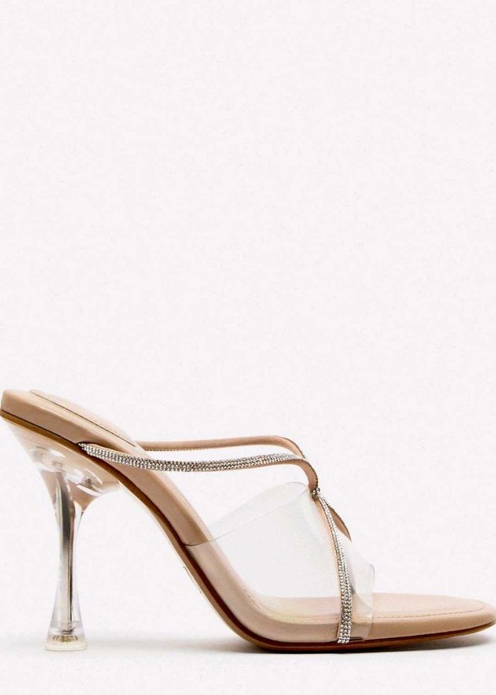 Zara Rhinestones Nude Heels
