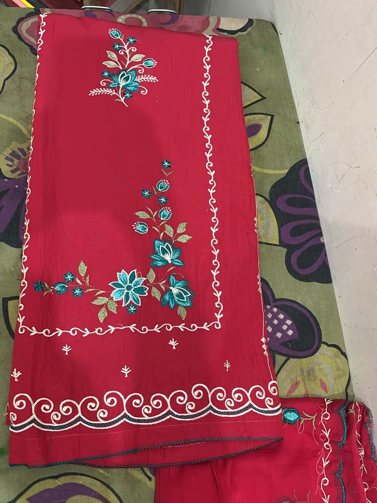 Red Embroidered Salwar Kameez