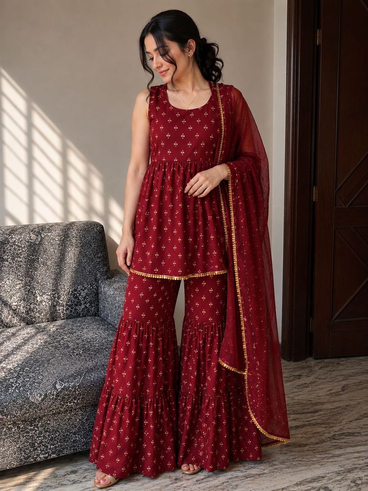 Elegant Maroon Kurta Set with Dupatta