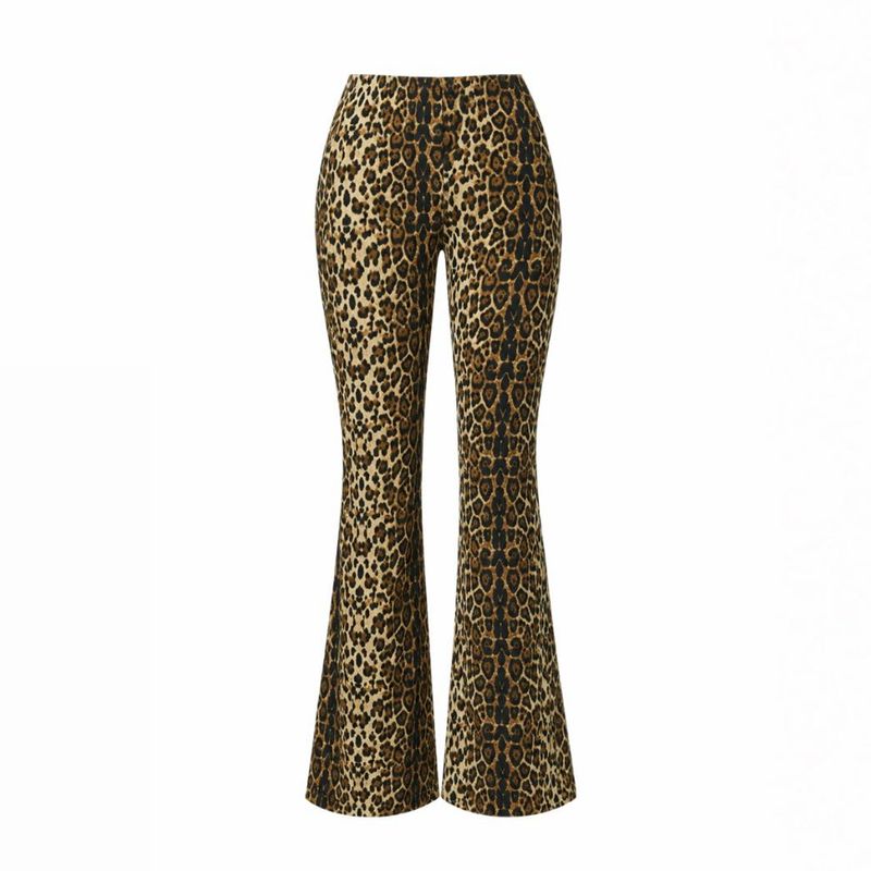 Y2K Leopard Print Flared Pants