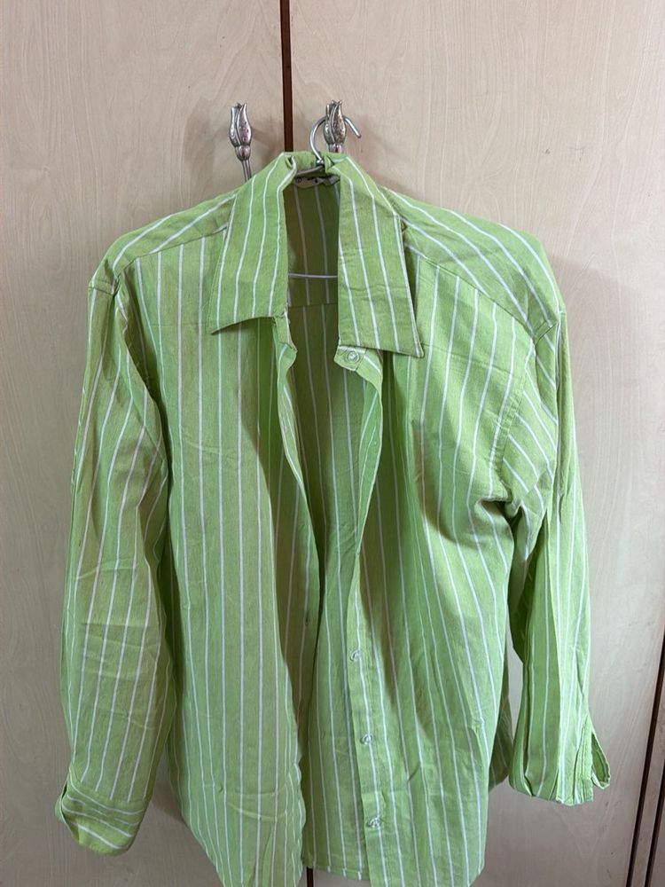 Green Striped Men's Shirt