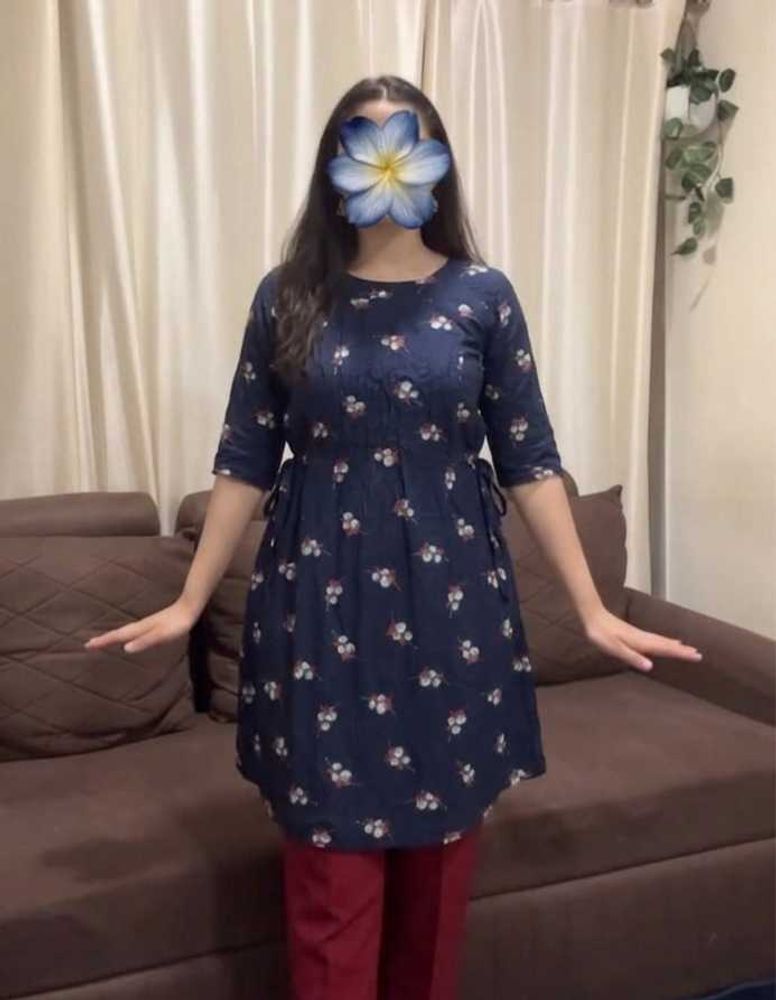 Feeding kurta Navy blue floral print