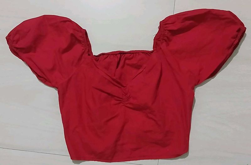 Chic Red Puff Sleeve Top