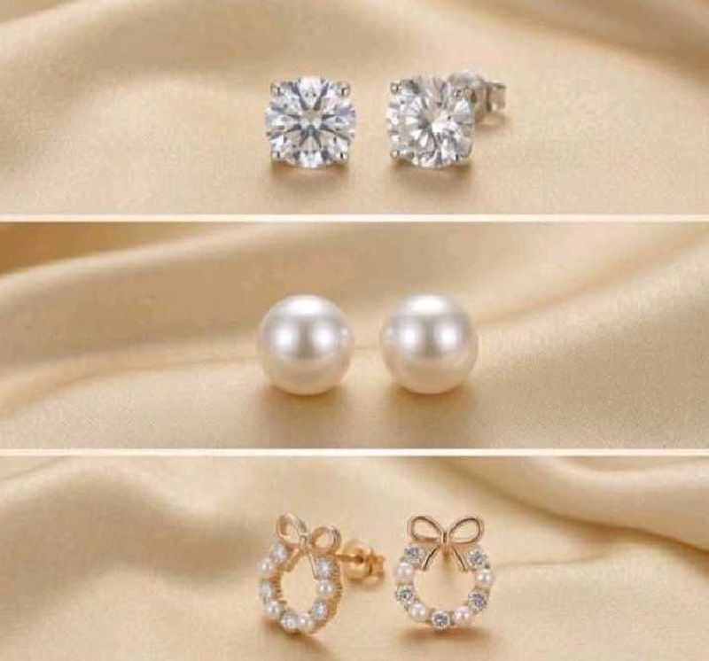 Chic Bow Pearl &amp; Crystal Earring Set(3)
