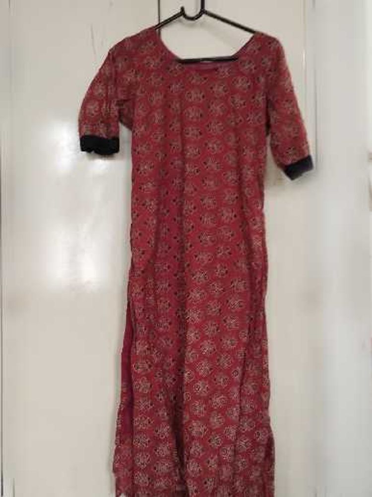 Boho Red Floral Print Kurta