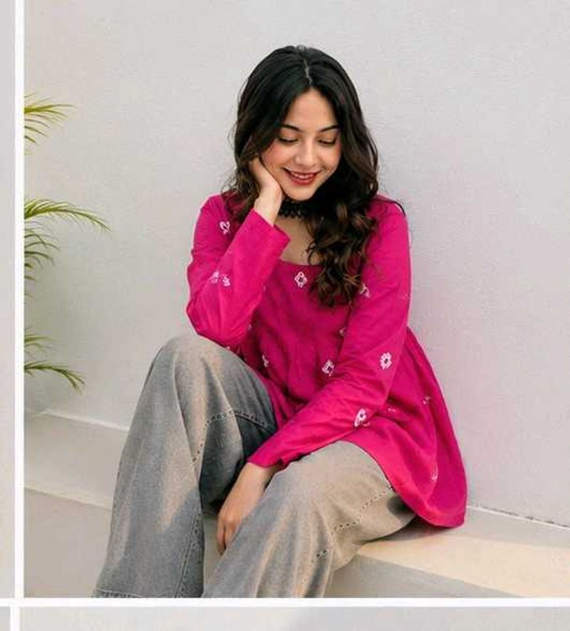 Beautiful Pink Embroidered Kurta