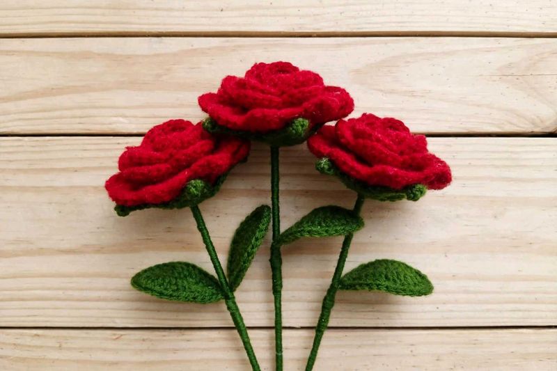 Handmade Crochet Red Rose