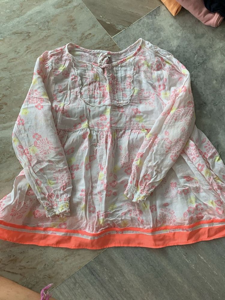 Floral Print Cotton Kurta Top