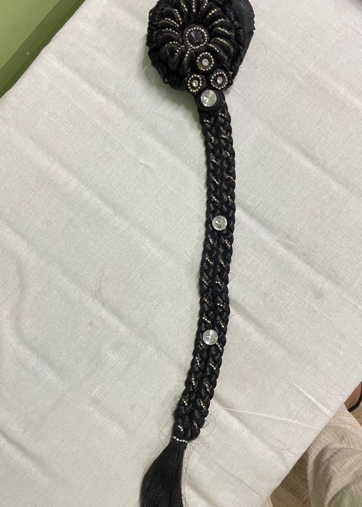 Elegant Braided Hairpiece with Rhinestone Accents