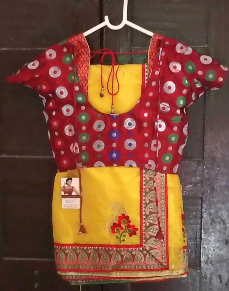 Brand New Yellow+With+Red Lace Border ChanderiSilk