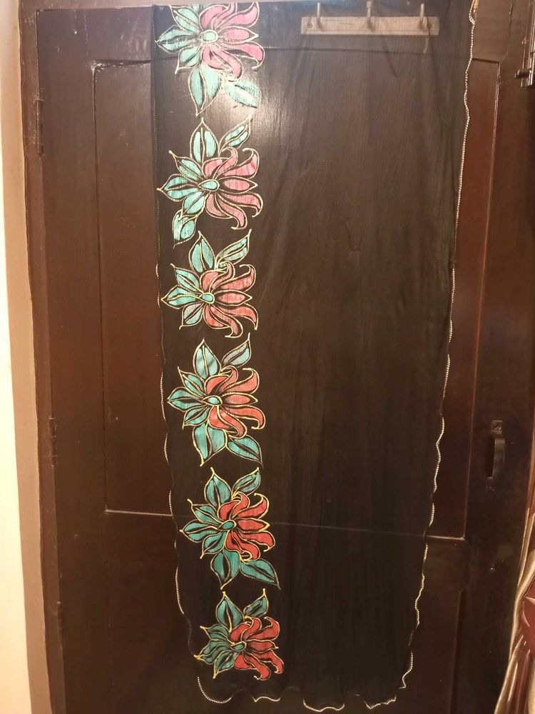 Black Dupatta with Floral Border