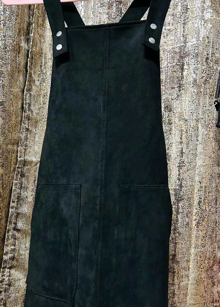 Black Suede Pinafore Dress