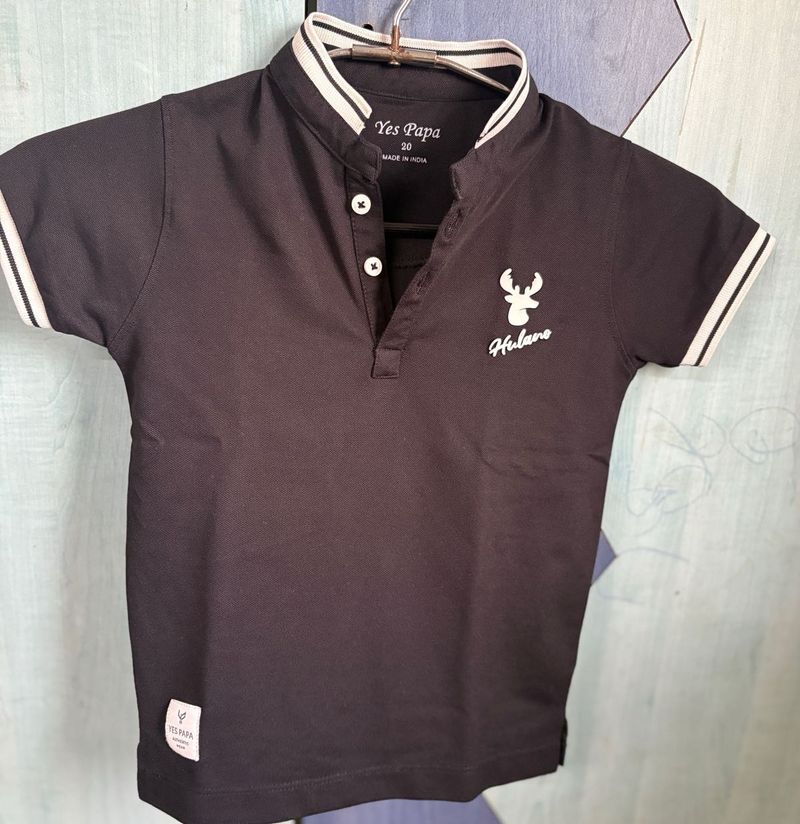 Boys Dark Grey Polo T-Shirt