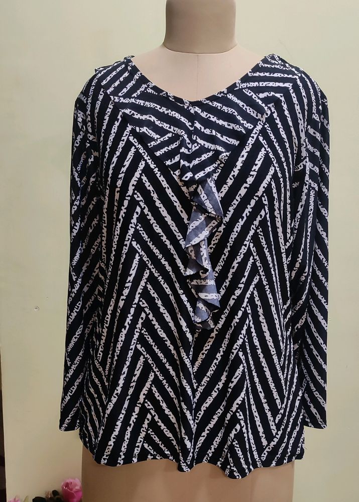 New Lycra Ruffle Top, Size L Or XL