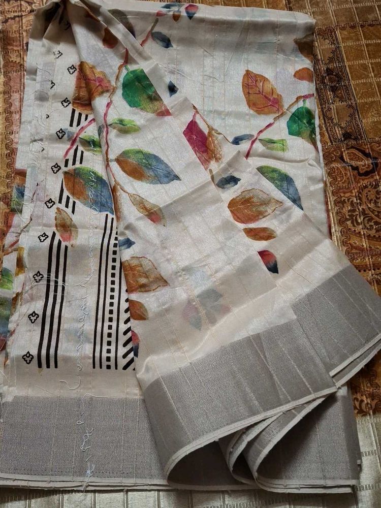 Beautiful art silk saree with blouse piece