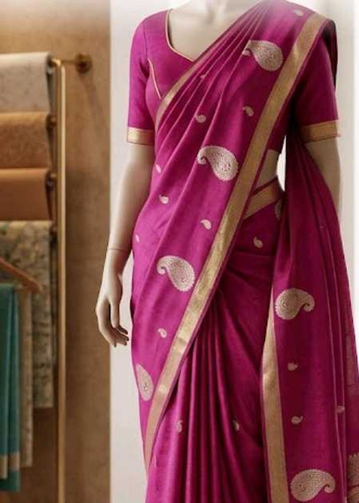 Elegant Pink Paisley Silk Saree
