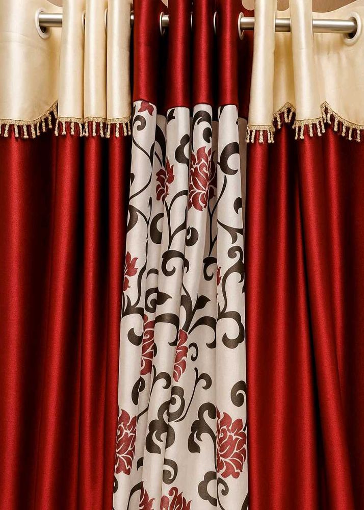 Elegant Red Floral Curtains new (pack of 3)