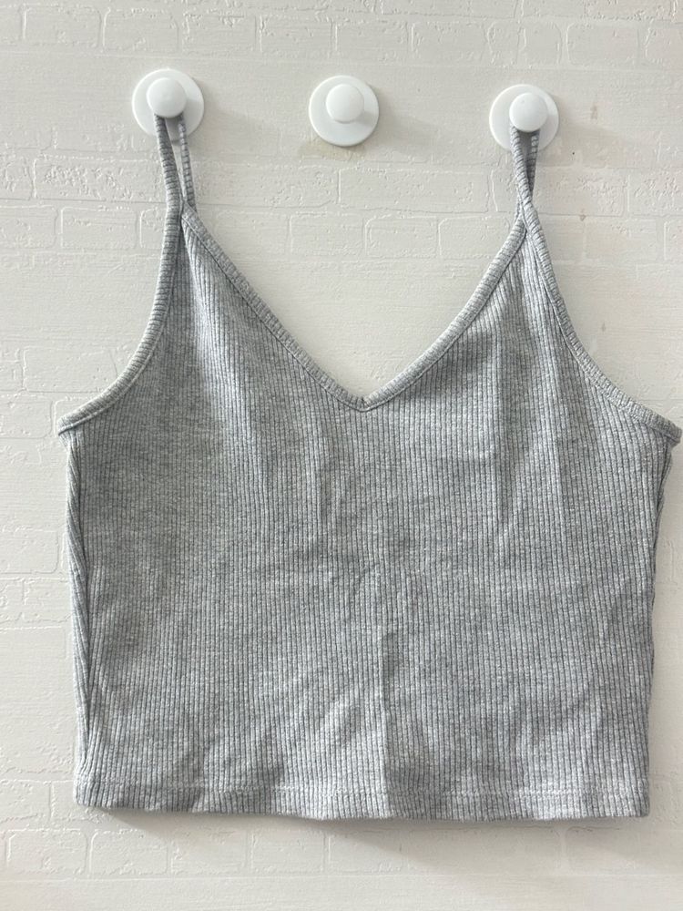 Gray Ribbed Tank Top