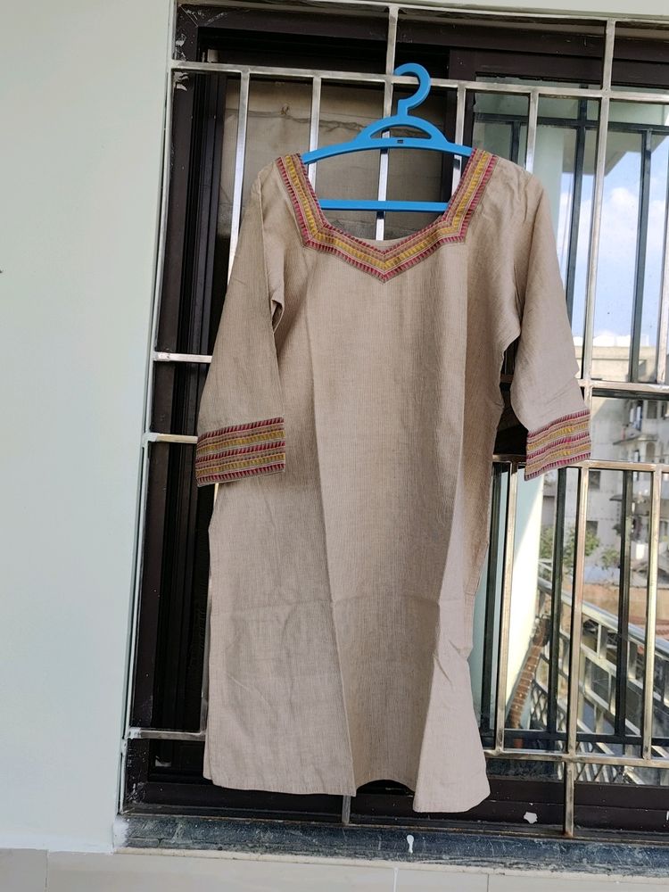 Khaki Colour Straight Kurti