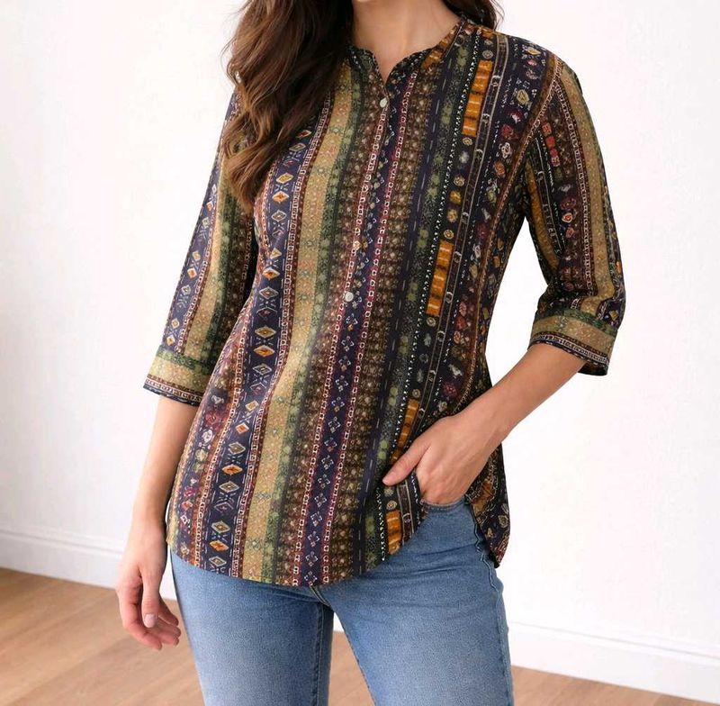 Trendy Multicolor Printed Short Kurta