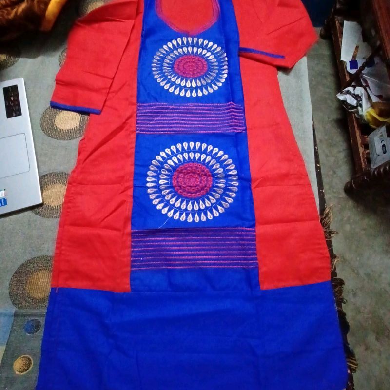 xl size brand new red and royal blue kurti