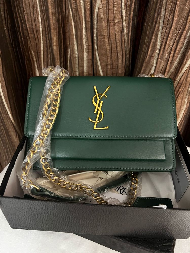 YSL Green Chain Shoulder Bag