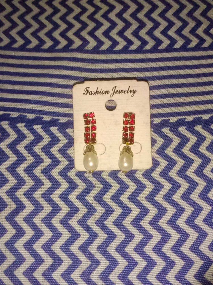 Red And White Colour Earrings