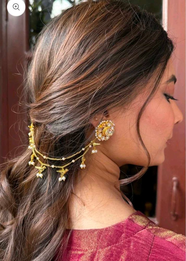 Elegant Gold and Pearl Earring Set with kanchain