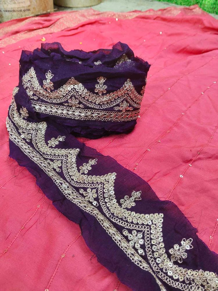 Embroidered Purple Fabric Scarf