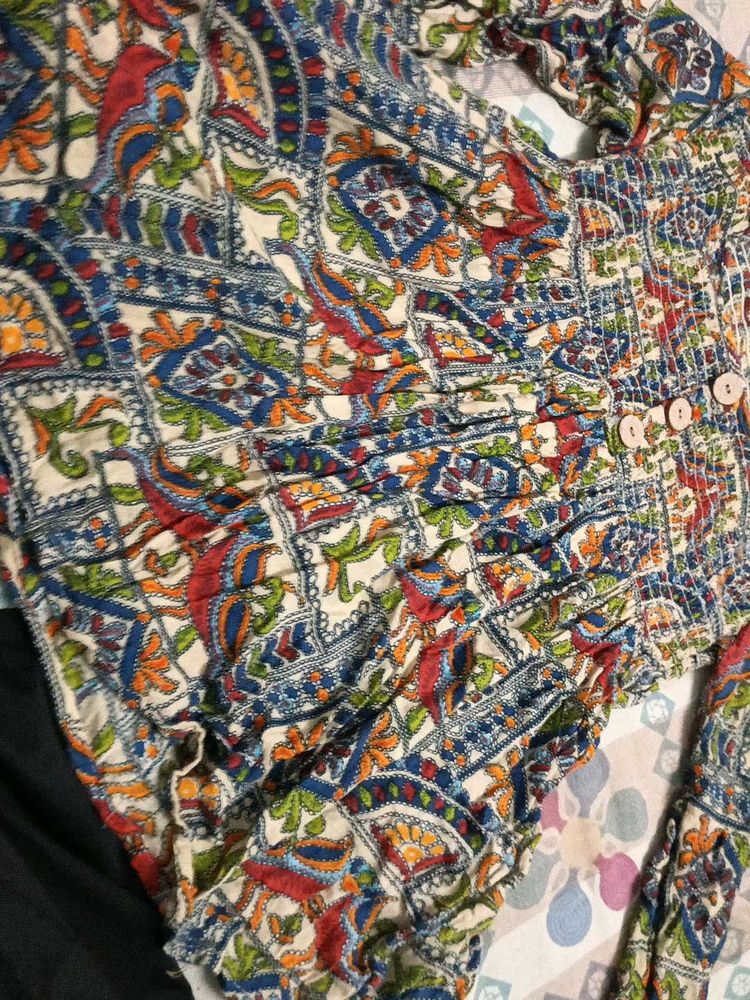 woman printed relax peplum top
