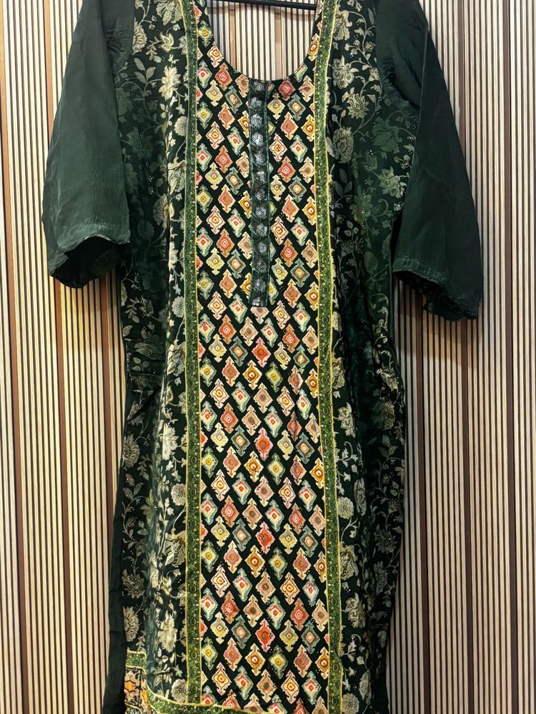 Green printed Kurta