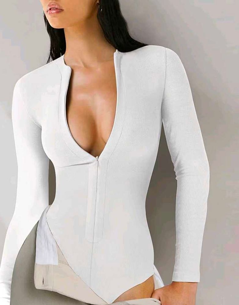 new me Long Sleeve Zipper Bodysuit