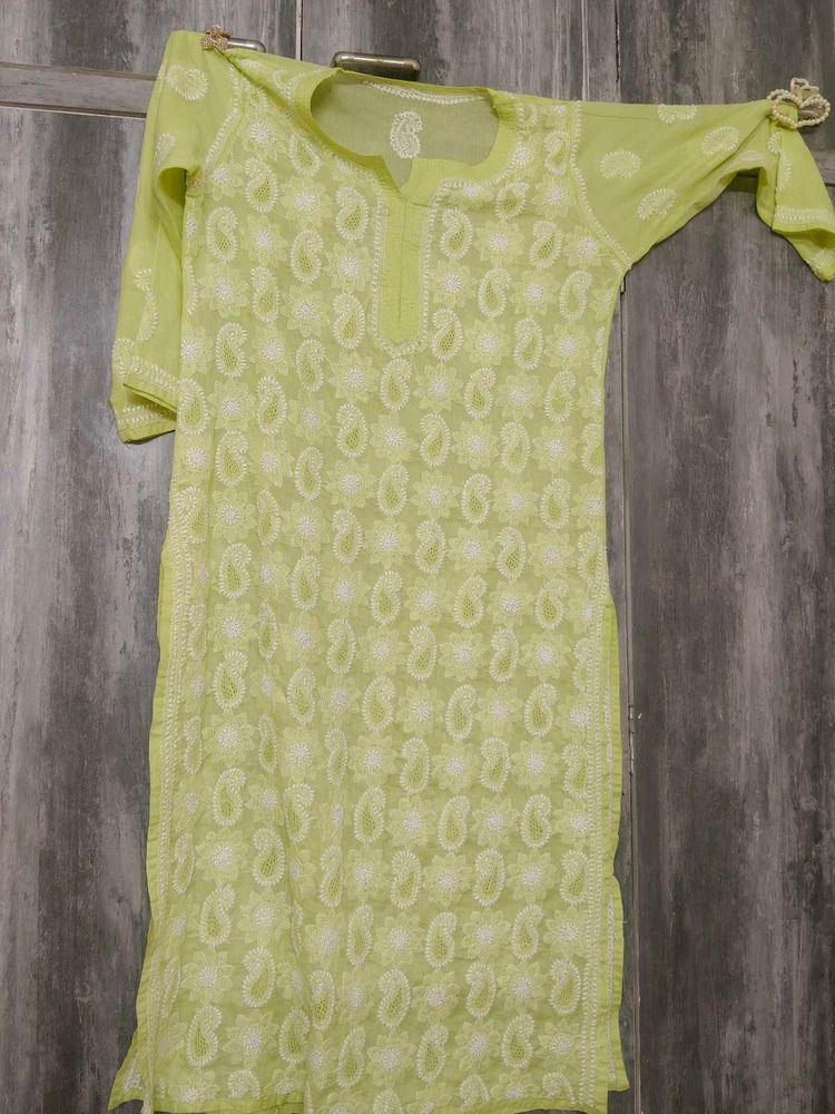 Lime Green Chikankari Kurti
