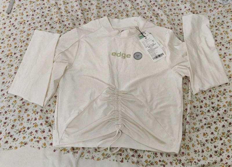 White Ruched Crop Top