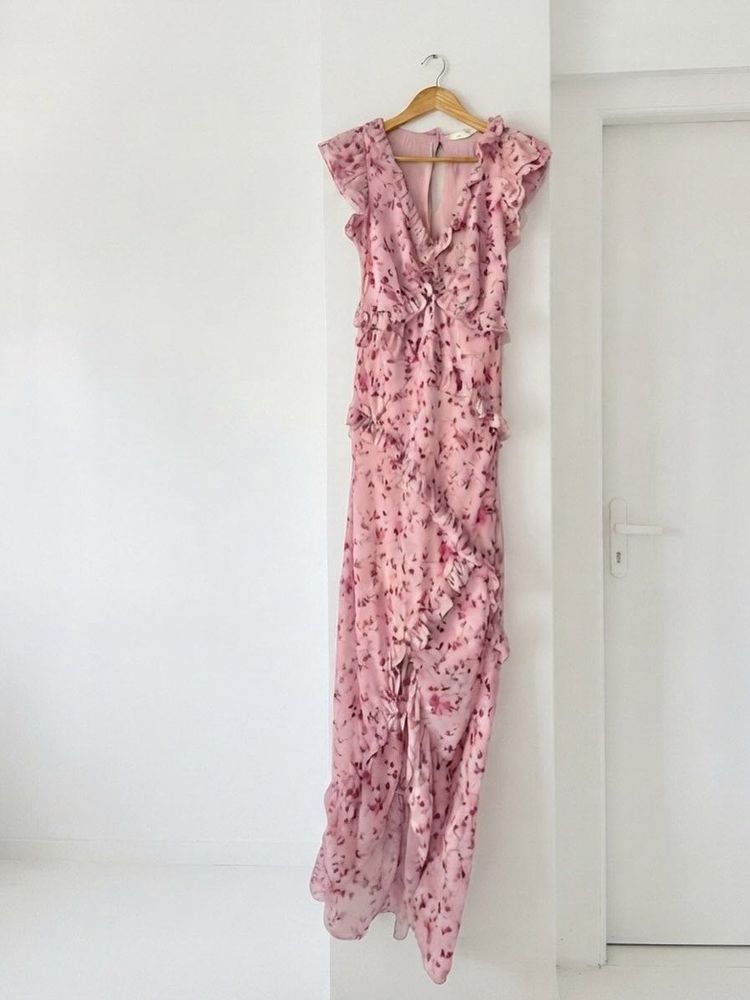 Flowy Floral Ruffle Maxi Dress