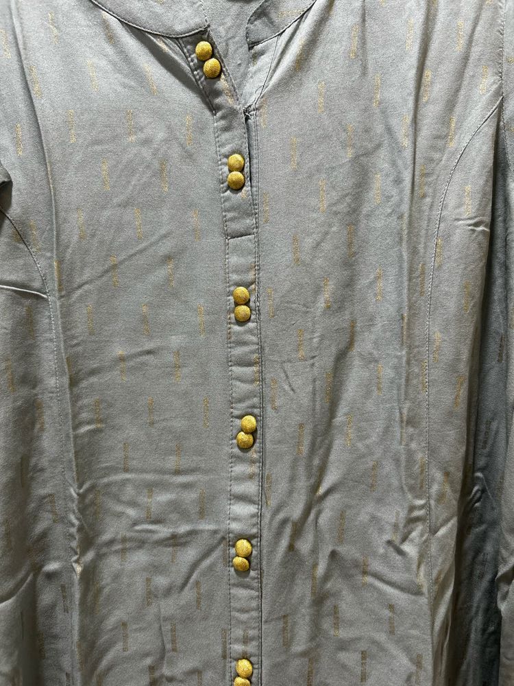 Grey Kurta with Golden Print