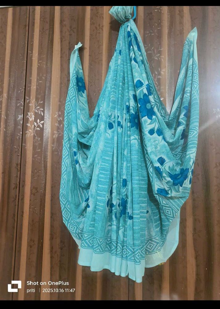 Beautiful Blue Floral Saree