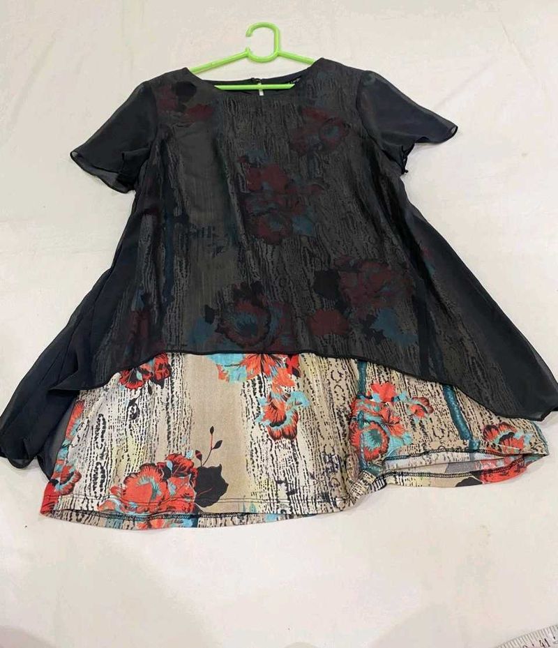 Chic Layered Floral Print Top