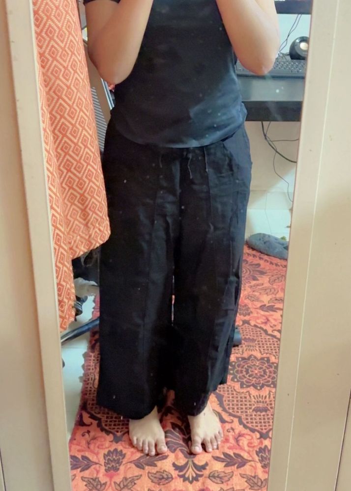 Black Wide Leg Linen Pants