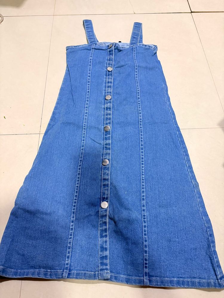 Denim Button-Front Midi Dress